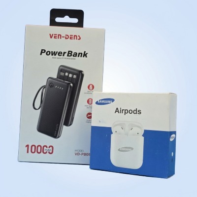 Ven-Dens Power Bank cable and Samsung Airpods